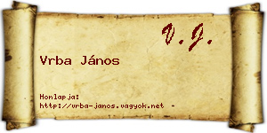 Vrba János névjegykártya